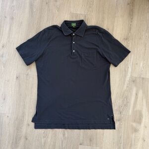 Sid Mashburn Spread Collar Polo Shirt in Washed Charcoal